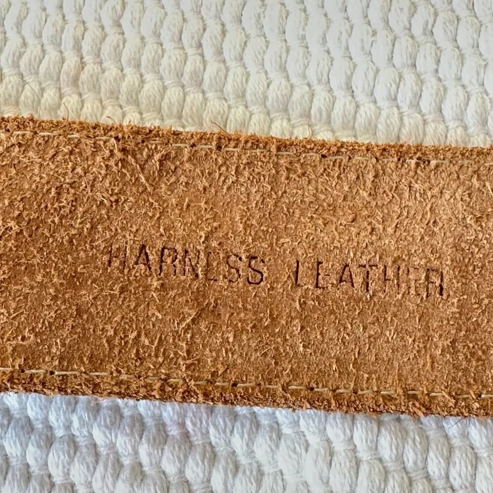John Henry Woman’s Natural Harness‎ Leather Belt Aligator Embossed Print Size 34